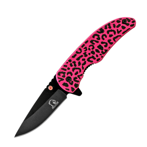 Pink Cheetah Pocket Knife - Textured Pink Folding Knives - Leopard Print  Ladies EDC Blade