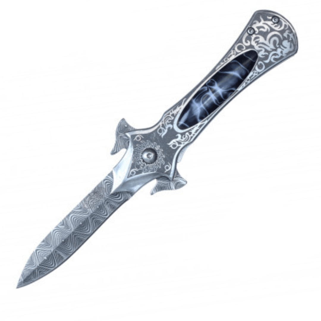 Royal Damascus Knife - Black/White - Blades For Babes - Pocket Knife - 1